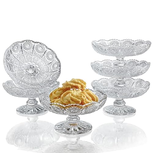 6 Stck Glas Kuchenteller Dessertständer, Kristall Cupcake Teller, transparent Kleiner Kuchenständer für Schokolade, Dessert, Obst, Hochzeit, Geburtstag, Babyparty, Party von H&D Hyaline&Dora