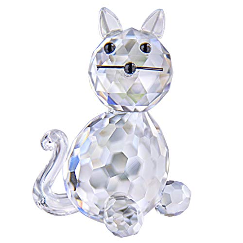 H&D HYALINE & DORA Crystal Collectible Standing Cat Figur, Miniatur Glas Weihnachten Sammlerstück von H&D Hyaline&Dora