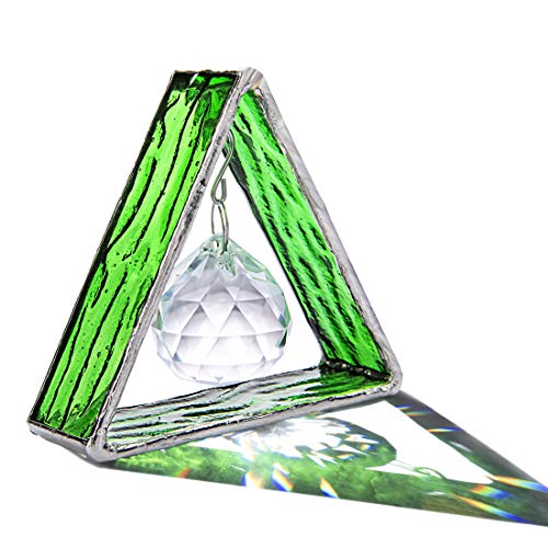 H&D Stehende Glasmalerei Pyramide Sonnenfänger mit 30mm Kristallkugelprisma,Hängendes Fenster Ornament von H&D Hyaline&Dora