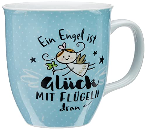 Happy Life 46145 Tasse mit Engelsmotiv, Ein Engel ist Glück mit Flügeln, Hellblau von Sheepworld