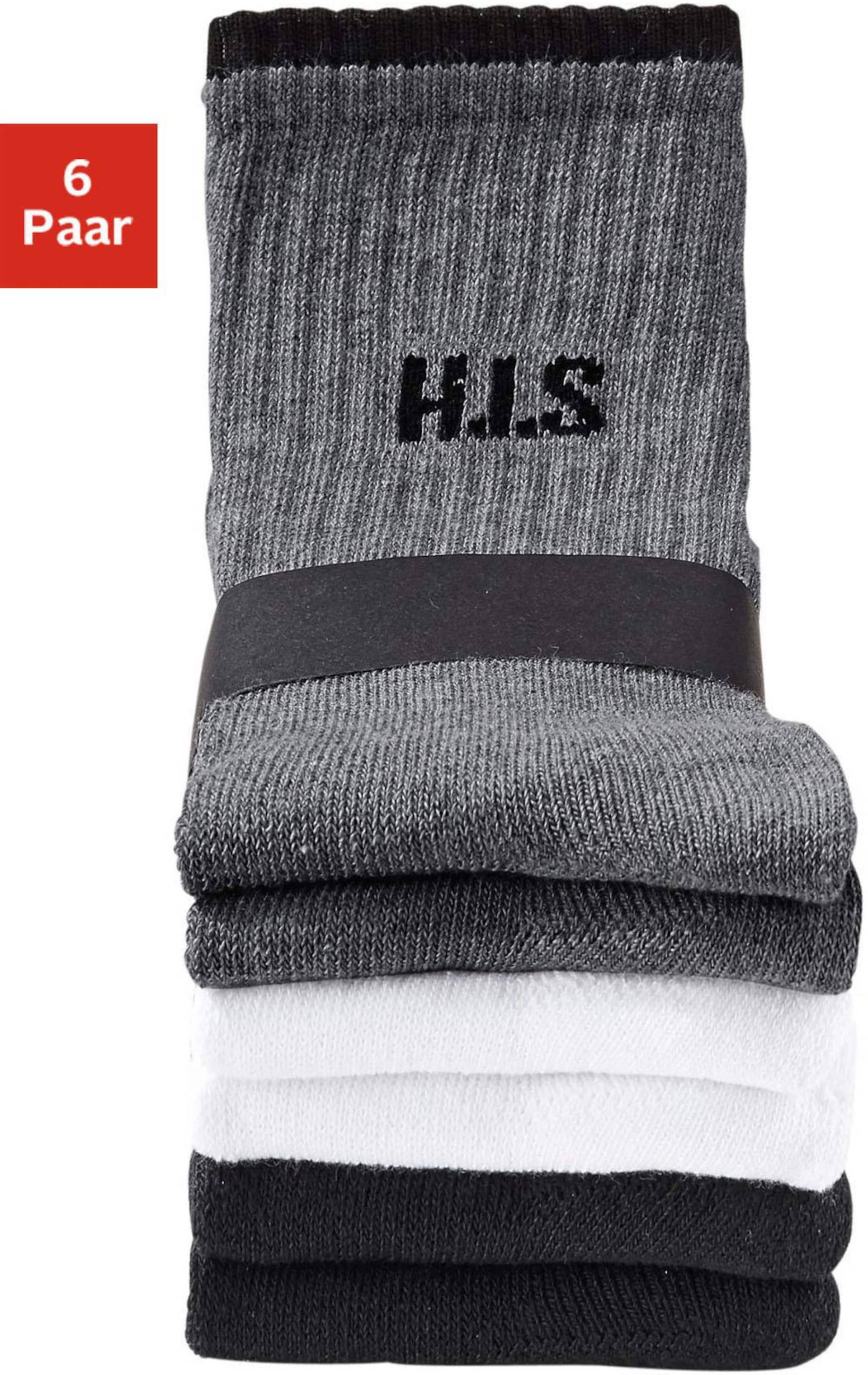 Sportsocken in 2x weiß, 2x schwarz, 2x grau meliert von H.I.S von H.I.S