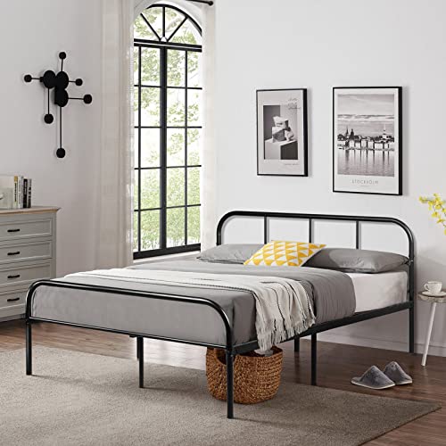 H.J WeDoo Doppelbettrahmen Metallbett, Metallbettrahmen mit Lattenrost Gästebett Jugendbett, für Gästezimmer Schlafzimmer 140 x 190 cm - Schwarz von H.J WeDoo