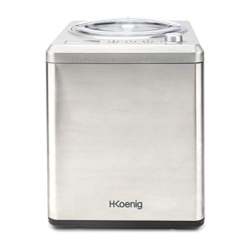 H.Koenig professionelle Eismaschine HF340 - Elektrisch - 2 L - 180 W - Kühlfunktion - Schnelle Zubereitung - Eis, Frozen Joghurt und Sorbet von H.Koenig