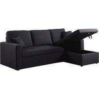 Umkehrbares Ecksofa mit Schlaffunktion Alain - 221 x 145 x 85 cm - 3-Sitzer - Schwarz von HABITAT ET JARDIN