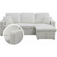 Habitat Et Jardin - Umkehrbares Ecksofa mit Stauraum und Schlaffunktion Alain- 3-Sitzer - Bouclégewebe - Weiß von HABITAT ET JARDIN