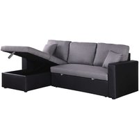 Umkehrbares Ecksofa mit Stauraum und Schlaffunktion Alain - 3-Sitzer - Grau / Schwarz von HABITAT ET JARDIN