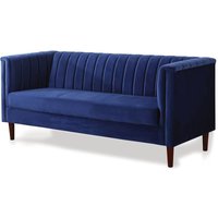 Sofa aus dunkelblauem Samt Ellison - 196 x 76 x 82 cm - 3-Sitzer-Sofa von HABITAT ET JARDIN