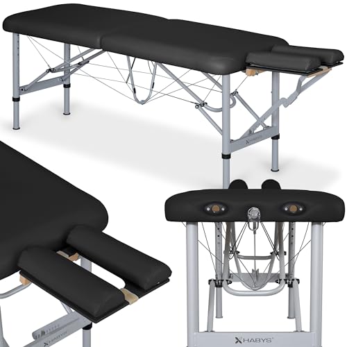 HABYS Massageliege Chiro Ultralux 19 | Klappbar Mobile | für die Chiropraktik | Höhenverstellbar Tragebares | Aluminium Schwarz | 140 x 50 cm von HABYS