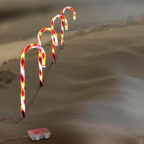 HAC24 4er Set LED Zuckerstange Weihnachtsdeko Lichterkette mit Timerfunktion Weihnachtsbeleuchtung Leuchtstab Batteriebetrieben Zeitschaltuhr Gartenleuchtstäbe Außenbeleuchtung von HAC24