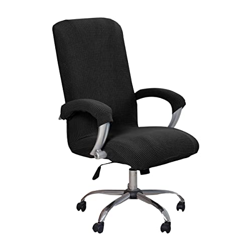 Jacquard Bürostuhl Bezug Stretch rutschfest dick Bürostuhl Hussen Universal Executive mit hoher Rückenlehne bezug für bürostuhl Gaming-Stuhlbezüge -Schwarz-Large von HACLEN