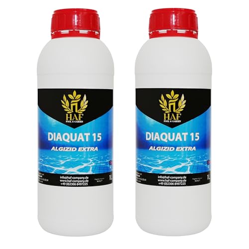 HAF® Algizid/Algenvernichter Extra 2 Liter - Anti Algenmittel gegen grünes Wasser - Algenverhüter zur Pflege & Reinigung Ihres Pools oder Teichs - Qualität: Made in Europe - Menge: 2 x 1 Liter von HAF