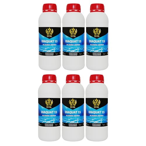 HAF® Algizid/Algenvernichter Extra 6 Liter - Anti Algenmittel gegen grünes Wasser - Algenverhüter zur Pflege & Reinigung Ihres Pools oder Teichs - Qualität: Made in Europe - Menge: 6 x 1 Liter von HAF