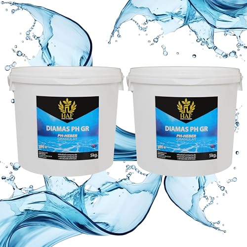 HAF® pH Heber/pH+ / pH Plus Granulat 10 kg - Für eine schnelle & zuverlässige Anhebung und Regulierung des pH-Werts in Pool, Schwimmbad & Whirlpool - Qualität: Made in Europe - Menge: 2 x 5 kg von HAF