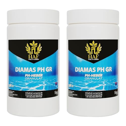 HAF® pH Heber/pH+ / pH Plus Granulat 2 kg - Für eine schnelle & zuverlässige Anhebung und Regulierung des pH-Werts in Pool, Schwimmbad & Whirlpool - Qualität: Made in Europe - Menge: 2 x 1 kg von HAF