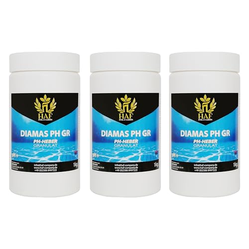 HAF® pH Heber/pH+ / pH Plus Granulat 3 kg - Für eine schnelle & zuverlässige Anhebung und Regulierung des pH-Werts in Pool, Schwimmbad & Whirlpool - Qualität: Made in Europe - Menge: 3 x 1 kg von HAF