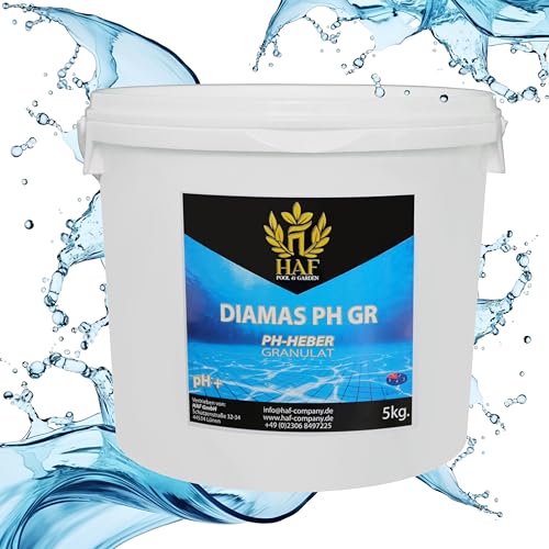 HAF® pH Heber/pH+ / pH Plus Granulat 5 kg - Für eine schnelle & zuverlässige Anhebung und Regulierung des pH-Werts in Pool, Schwimmbad & Whirlpool - Qualität: Made in Europe - Menge: 1 x 5 kg von HAF
