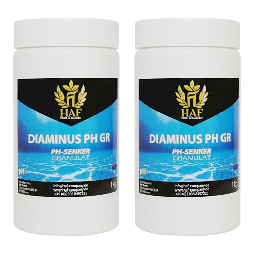 HAF® pH Senker/pH- / pH Minus Granulat 2 kg - Für eine schnelle & zuverlässige Senkung und Regulierung des pH-Werts in Pool, Schwimmbad & Whirlpool - Qualität: Made in Europe - Menge: 2 x 1 kg von HAF