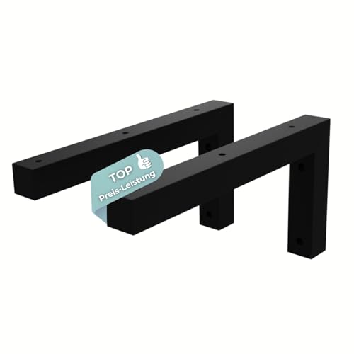 HAGO24 Wandhalterung Regal 2er Set in schwarz I 300x150mm I hochwertige DIY Regalhalterung I Waschtisch Halterung aus Stahl I Wandregal Halterung zur individuellen Gestaltung I robustes L-Winkel Regal von HAGO