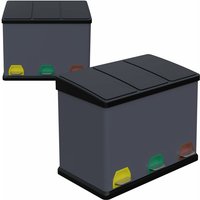Premium Mülleimer Abfalleimer Abfallbehälter Trennsystem Mülltrenner Recycling 3x8L Anthrazit von HAGO
