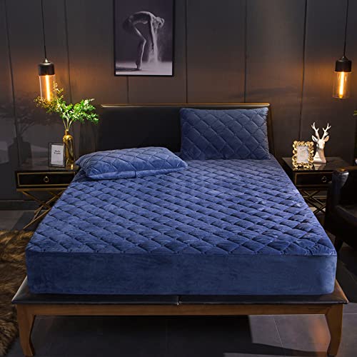 HAIBA Mikrofaser Gesteppte Matratzenauflage Matratzenschoner Unterbett - atmungsaktiv, wärmeregulierend - Bettauflage Matratzenschutz Soft-Topper,Blau,200x220cm+36cm von HAIBA