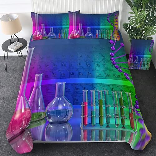 Bettwäsche 135x200 Blaue Chemie , Weiche Mikrofaser Bettwäsche-Sets, Bettbezüge mit Reißverschluss,1 Bettbezug + 2 Kissenbezug 80x80 cm für Kinder Jungs Mädchen von HAISHO