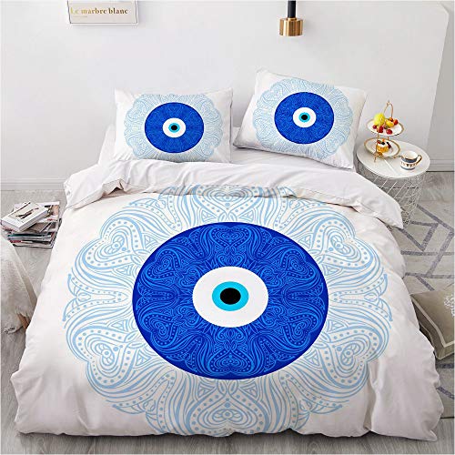 Bettwäsche 135x200 cm Blaue Augen Weich Mikrofaser Bettbezug Set Für Jungen Mädchen Einzelbett, Hypoallergen Bettbezüge mit Reißverschluss und 1 Kissenbezug 80x80 cm von HAISHO
