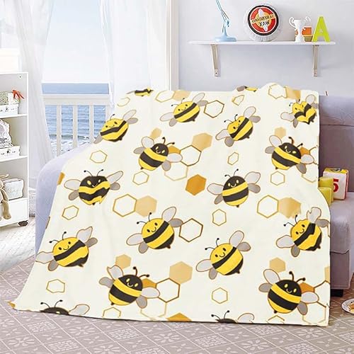 Kuscheldecke 180x220 cm gelbe Biene Flauschige Plüsch Decke Für Kinder Erwachsene, Warm Mikrofaser Tagesdecke TV-Decken Sofadecke Wohndecke Couchdecke Flanell Fleecedecke von HAISHO