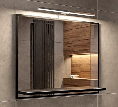 HAJDUK FURNITURE Badspiegel mit Beleuchtung 4000K, IP44, Schwarz, H:50 x B:60 cm - Moderner Rechteckiger Badezimmer Spiegel mit LED und Regal - Premium-Linie Wandspiegel mit Ablage - Bathroom Mirror HAJDUK FURNITURE Badspiegel mit Beleuchtung 4000K, IP44, Schwarz, H:50 x B:60 cm - Moderner Rechteckiger Badezimmer Spiegel mit LED und Regal - Premium-Linie Wandspiegel mit Ablage - Bathroom Mirror von HAJDUK FURNITURE