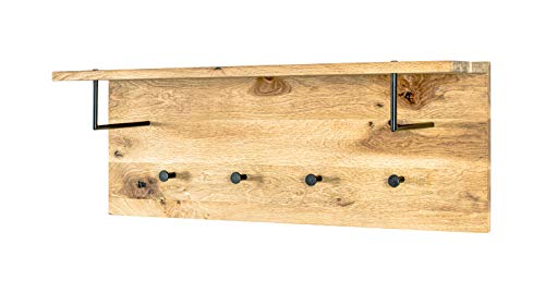 HAKU Möbel Wandgarderobe, Massivholz, eiche geölt-schwarz, B 80 x T 20 x H 30 cm von HAKU Möbel