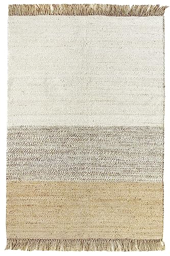 HAMID - Jute Teppich, Nur, Teppich 100% Natur, Jutefaser Handgewebt, Weicher Teppich und Hohe Festigkeit für Wohnzimmer, Esszimmer, Schlafzimmer, Flurteppich - (D2, 150x80cm) von HAMID