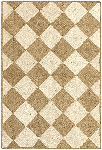 HAMID - Juteteppich Somara Farbe Weiß und Natur - 100% Jutefaserteppich - (170x120cm) von HAMID