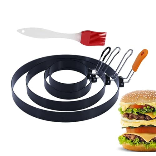 Antihaftbeschichtete Eierringe, Grill-Eierringe | Eierring-Set aus Edelstahl - Eierform für Grillzubehör, Mini-Pfannkuchenkocher für Sandwich-Burger-Brateier von HAMIL