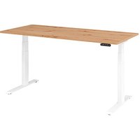 HAMMERBACHER XDKB19 elektrisch höhenverstellbarer Schreibtisch asteiche rechteckig, C-Fuß-Gestell weiß 180,0 x 80,0 cm von HAMMERBACHER