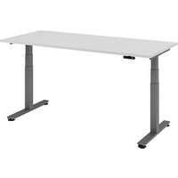 HAMMERBACHER XDSM19 elektrisch höhenverstellbarer Schreibtisch lichtgrau rechteckig, T-Fuß-Gestell grau 180,0 x 80,0 cm von HAMMERBACHER