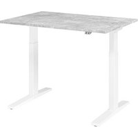 HAMMERBACHER XMKA12 elektrisch höhenverstellbarer Schreibtisch beton rechteckig, C-Fuß-Gestell weiß 120,0 x 80,0 cm von HAMMERBACHER