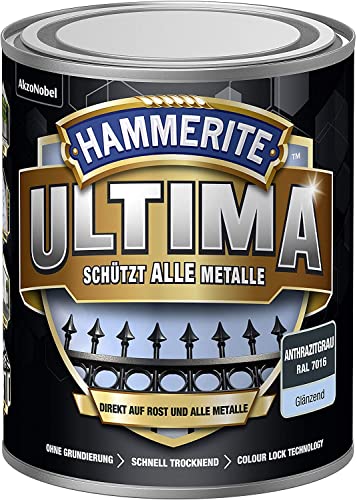 HAMMERITE METALLSCHUTZLACK ULTIMA GLÄNZEND ANTHRAZITGRAU RAL7016 750ML von HAMMERITE