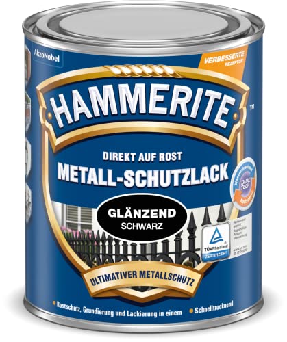 HAMMERITE (24,52/Liter) Metallschutzlack glaenzend schwarz 0,75 Liter von HAMMERITE