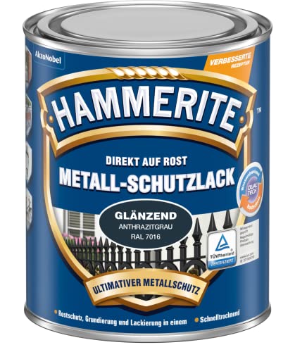 HAMMERITE METALLSCHUTZLACK GLÄNZEND ANTHRAZITGRAU 250ML von HAMMERITE