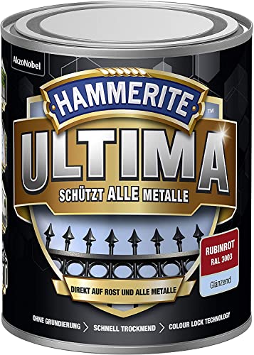 HAMMERITE METALLSCHUTZLACK ULTIMA GLÄNZEND RUBINROT RAL3003 750ML von HAMMERITE