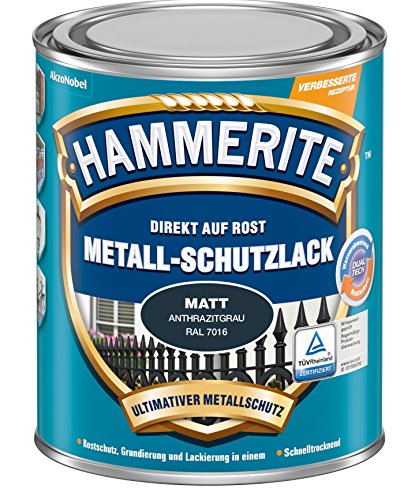 HAMMERITE Metallschutzlack 2in1 matt, anthrazitgrau, 750ml von HAMMERITE