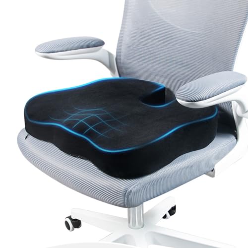 HAMON Orthopädisches Sitzkissen, Memory-Foam Sitzkissen U-förmig Bürostuhl Kissen Ergonomisches Sitzkissen Autositzkissen für Rückenschmerzen, Steißbein, Hämorrhoiden, Autositz (Schwarz) von HAMON