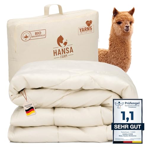 HANSA-FARM | Baby Alpaka Bio-Bettdecke 100 x 135 cm für Kinder (Füllung 700g) - warm ideal für den Winter - atmungsaktiv und temperaturausgleichend von HANSA-FARM