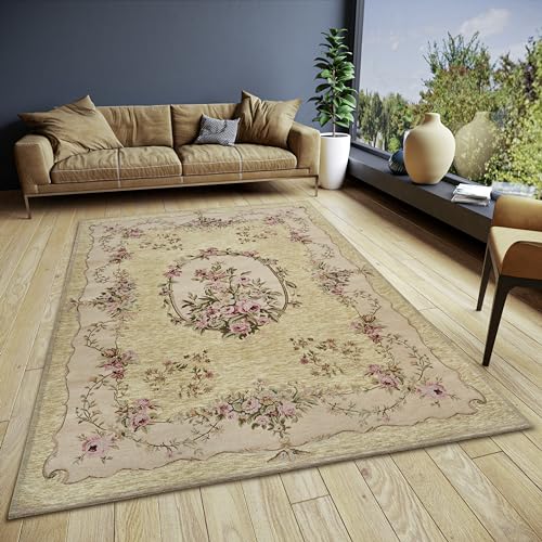 Hanse Home Asmaa Design Teppich Orientalisch – Flachgewebe Vintage Blumen Muster, Anti-Rutsch Unterseite, hochwertig gewebt für Wohnzimmer, Schlafzimmer, Esszimmer, Flur – Beige Creme, 75x150cm von Hanse Home