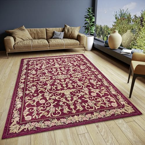 Hanse Home Assia Design Teppich Orientalisch – Flachgewebe Orient Blumen Muster, Anti-Rutsch Unterseite, Klassisch hochwertig gewebt für Wohnzimmer, Schlafzimmer, Esszimmer, Flur – Rot, 75x150cm von Hanse Home