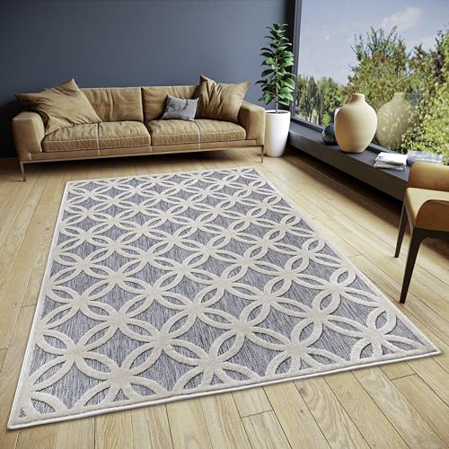 Hanse Home Circle Design Teppich Wohnzimmer – Flachgewebe Modern, Geometrisches Rauten Muster, Skandinavischer Stil Wohnzimmerteppich für Esszimmer, Kinderzimmer, Flur – Grau Beige, 133x190cm von Hanse Home