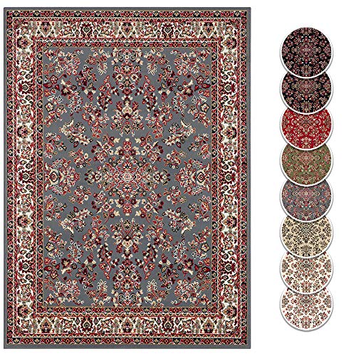 Hanse Home Design Kurzflor Wohnzimmerteppich Orient - Zabul Perser Look, Orientalischer Teppich für Esszimmer, Wohnzimmer, Schlafzimmer - Grau, 80x250 cm von Hanse Home