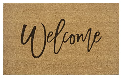 Hanse Home Kokos Fußmatte für Innen 45x75cm – Fussmatte Kokosmatte Schmutzfangmatte Welcome Design, rutschfest für Eingangsbereich & überdachten Außenbereich – Natur von Hanse Home