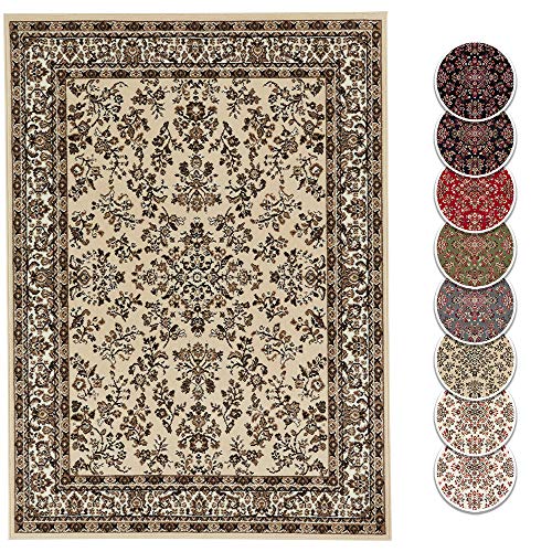 Hanse Home Design Kurzflor Wohnzimmerteppich Orient - Zabul Perser Look, Orientalischer Teppich für Esszimmer, Wohnzimmer, Schlafzimmer - Creme, 80x250 cm von Hanse Home