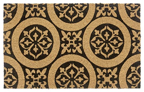 Hanse Home Kokos Fußmatte für Innen 45x75cm – Fussmatte Kokosmatte Schmutzfangmatte Ornamente Design, rutschfest für Eingangsbereich & überdachten Außenbereich – Natur von Hanse Home