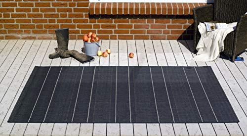 Hanse Home Sunshine In- und Outdoor Teppich Fürth 120x170cm - Flachgewebe Wetterfest Modernes Design für Balkon Terrasse Wintergarten Küche Esszimmer Badteppich Wohnzimmerteppich Wasserfest in Schwarz von Hanse Home